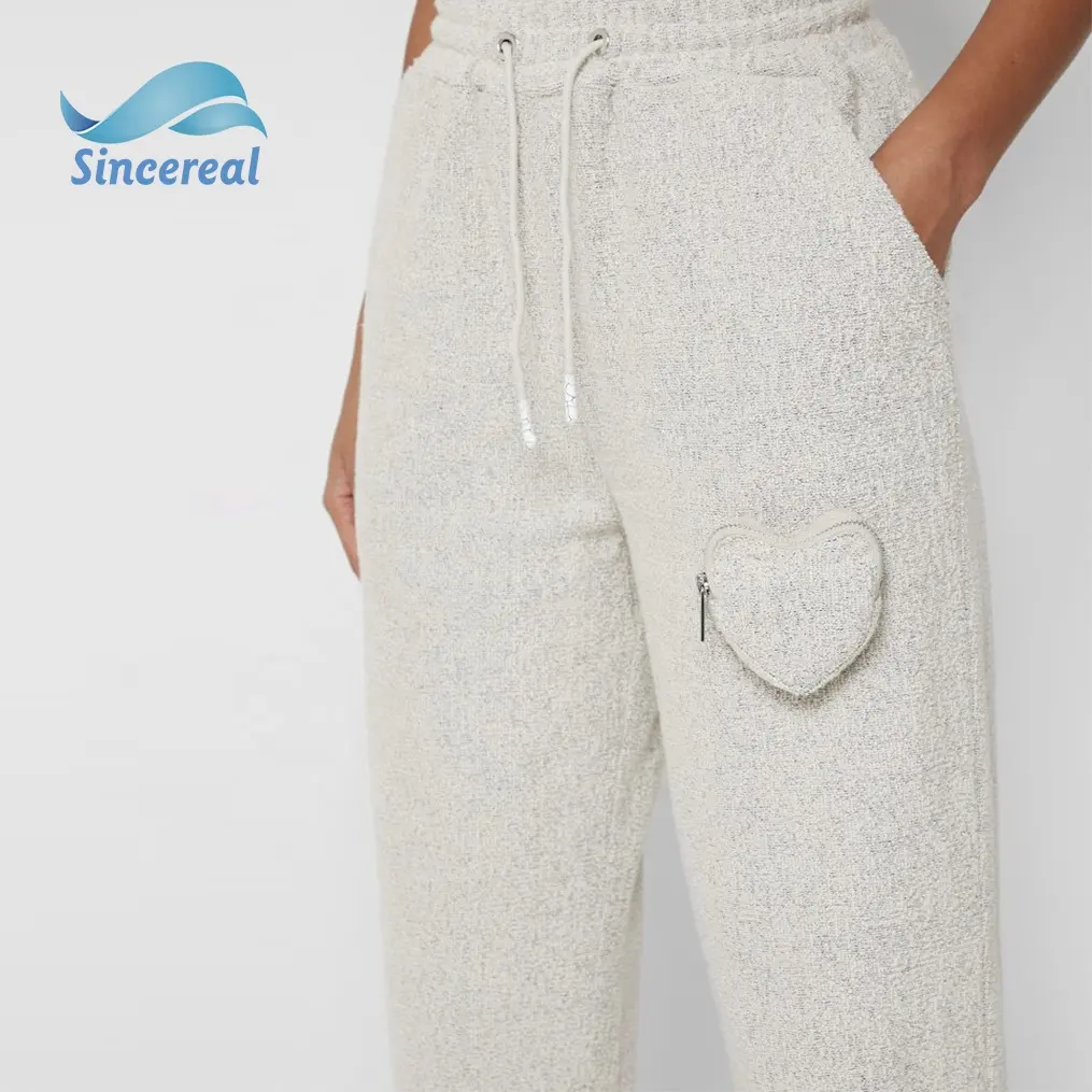 Toallas de felpa suaves personalizadas para mujer, pantalones de sudor, banda elástica para la cintura, pantalones para correr