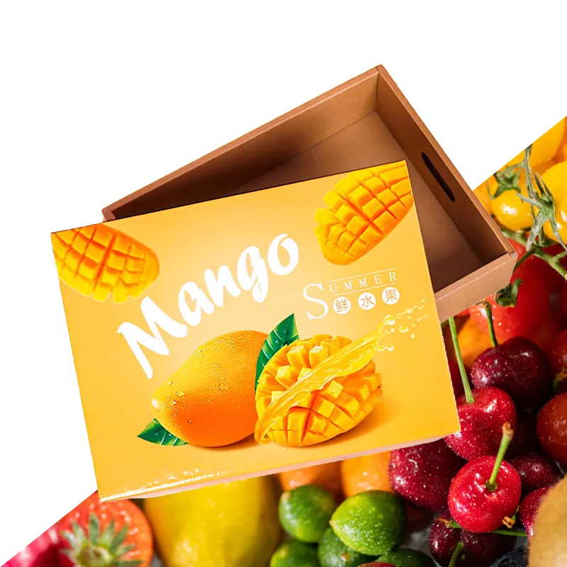 Caja de embalaje de mango al mejor precio de fábrica de China, cartón de papel corrugado para frutas y verduras, especial para verduras frescas