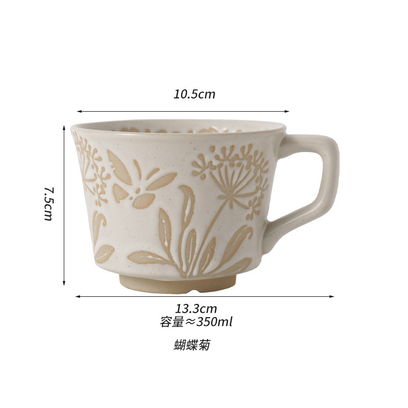Tazza da caffè con crisantemo a farfalla - 301-400 ml
