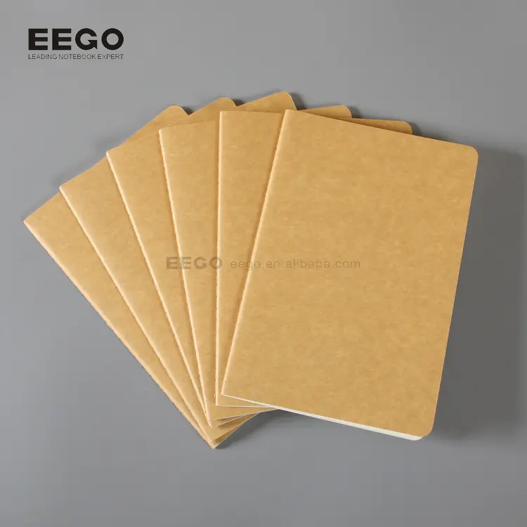 ホットセール卸売環境にやさしいクラスのライティング安いバルククラフト紙カバー縫製製本A5ノートブック
