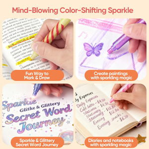 Canetas Marcadoras Glitter Joycat Atacado com Ponta Dupla Cores Glitter Metálicas para Crianças Fazer Cartões de Natal DIY - Product Image 5