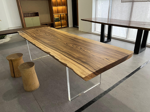 实心桌面木材艺术家具斑马木板大家庭餐桌 - Product Image 3