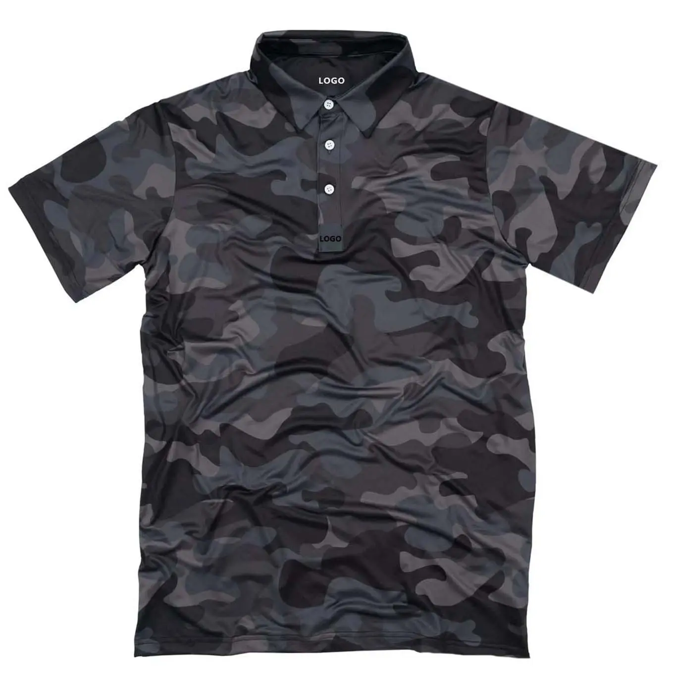 Nuovo design nero camouflage color gradient golf shirt logo personalizzato girocollo polo di alta qualità stretch junior golf clothes magliette