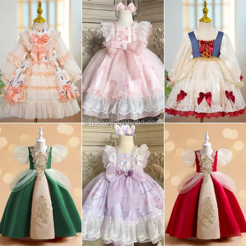 Nueva princesa encaje bordado fiesta belleza desfile niños vestido niñas vestido de novia