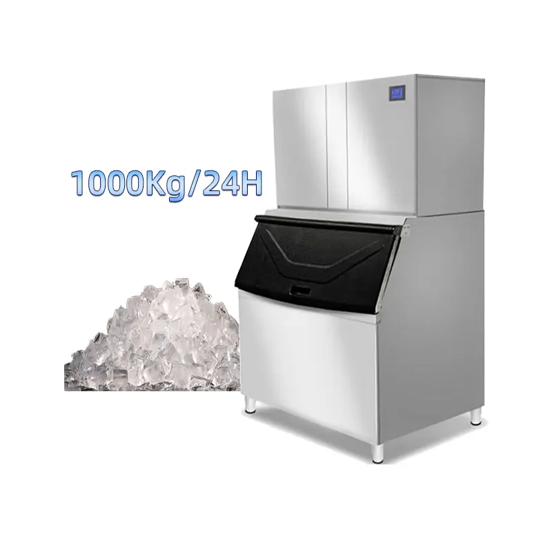 Macchina per ghiaccio industriale 1 tonnellata 1000kg in acciaio inox commerciale cubetto di ghiaccio blocco che fa macchina macchina macchina per il ghiaccio per le imprese