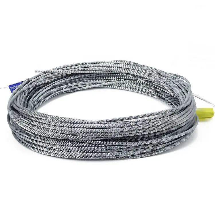 Precio al por mayor Cuerda de alambre de acero 4mm Cable Acero de acero galvanizado 1/4 cuerda de alambre 7x19