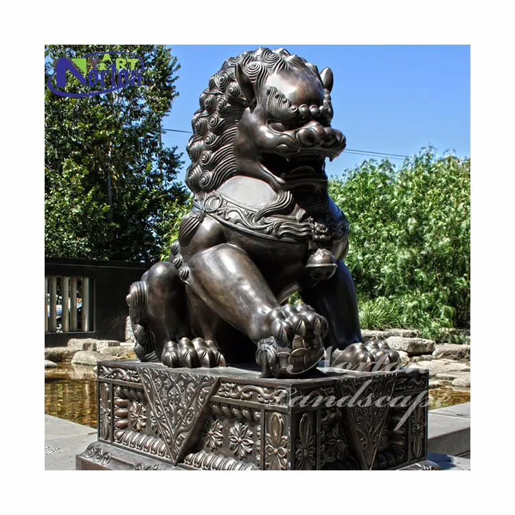 Escultura de Animal de Metal para jardín al aire libre, estatua de cobre, bronce, China Continental Fu Foo Dogs, León, gran oferta