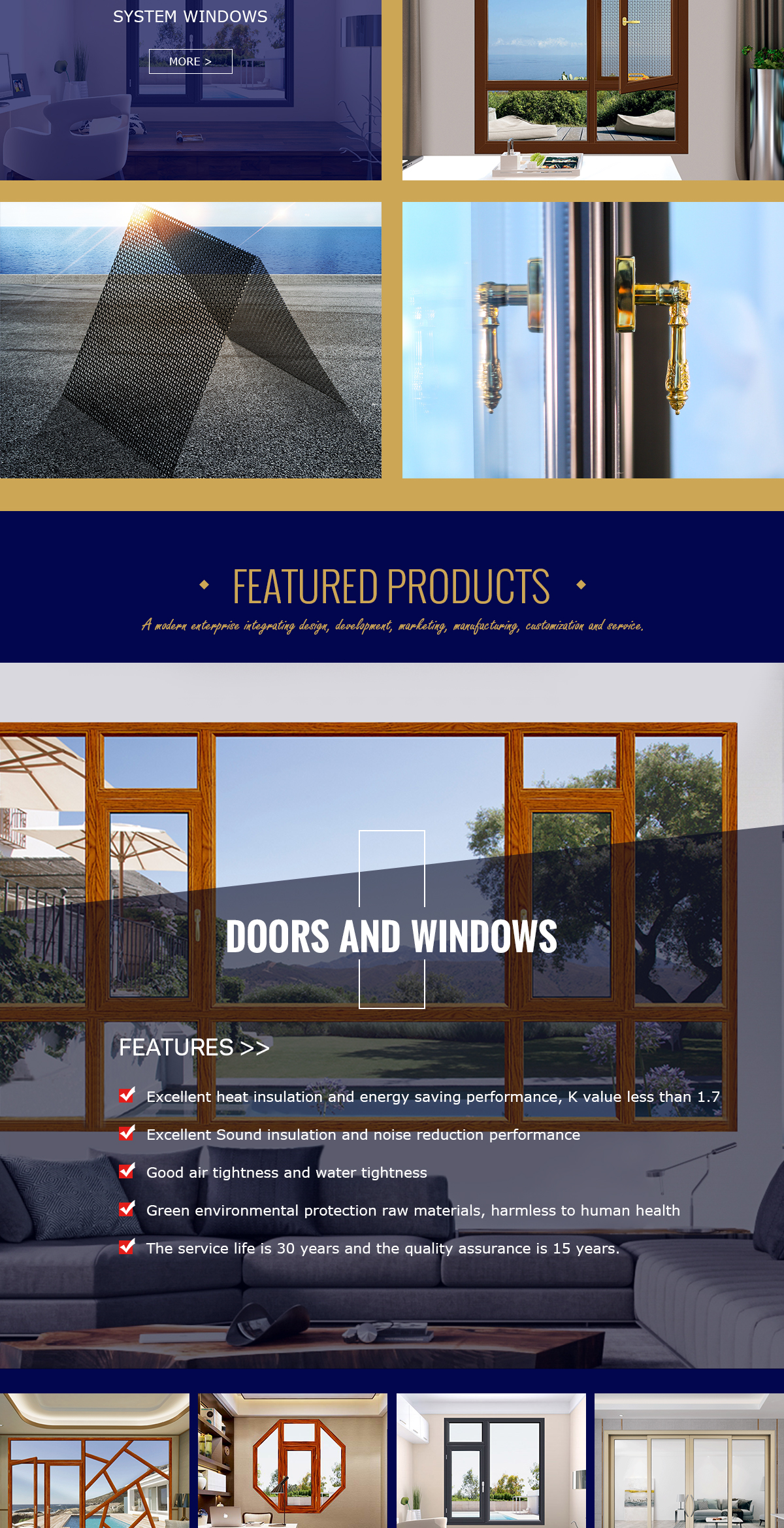 hot selling thermal break window and high quality good performance triple glazed aluminium doors