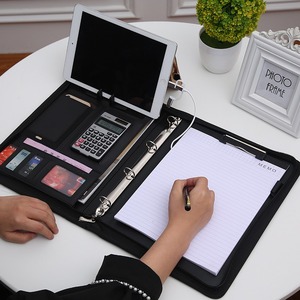 Di động có thể sạc lại A4 không dây sạc da thư mục điện thoại di động kinh doanh tài liệu cầm tay dây kéo tập tin thư mục danh mục đầu tư - Product Image 1