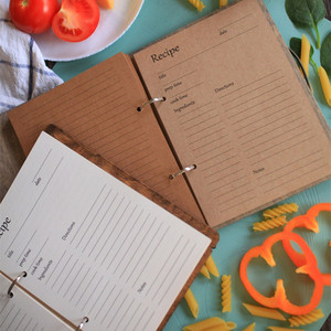 Custom Recipe Journal Wooden Cover Book Leather <strong>Cookbook</strong> Recipe <strong>Notebook</strong> for Mom - Product Image 2