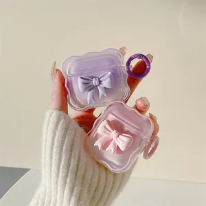 かわいい立体弓グラデーション透明ヘッドフォンケースAirpods保護ケースシリコンウェーブボーダー保護ケース - Product Image 3