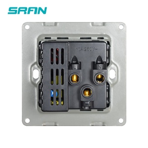 SRAN通用插座5针13a 110V多功能双usb插座5V 2.1A水晶玻璃面板86毫米 * 86毫米墙壁usb插座 - Product Image 2