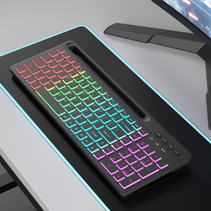 2,4G para Bluetooth RGB teclado silencioso ratón Combo 103 teclas membrana Multimedia inalámbrico para PC ordenador interfaz USB - Product Image 3