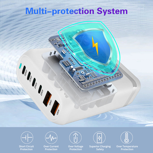 160W GaN Multi-Port <strong>USB</strong> Type C Fast Charger <strong>Multiple</strong> Ports With PD 3.0 &amp; QC4.0 20W <strong>Output</strong> <strong>Power</strong> for Desktop Mobile Phone <strong>Adapter</strong> - Product Image 4