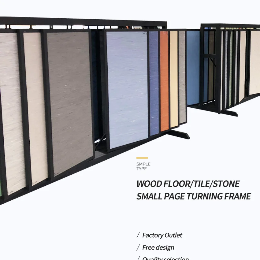 Metal Frame Wing Rack Stone Page Turn Stands Book Display Showroom Panel Plate Marble Turning-Page Ceramic Tile Display Rack