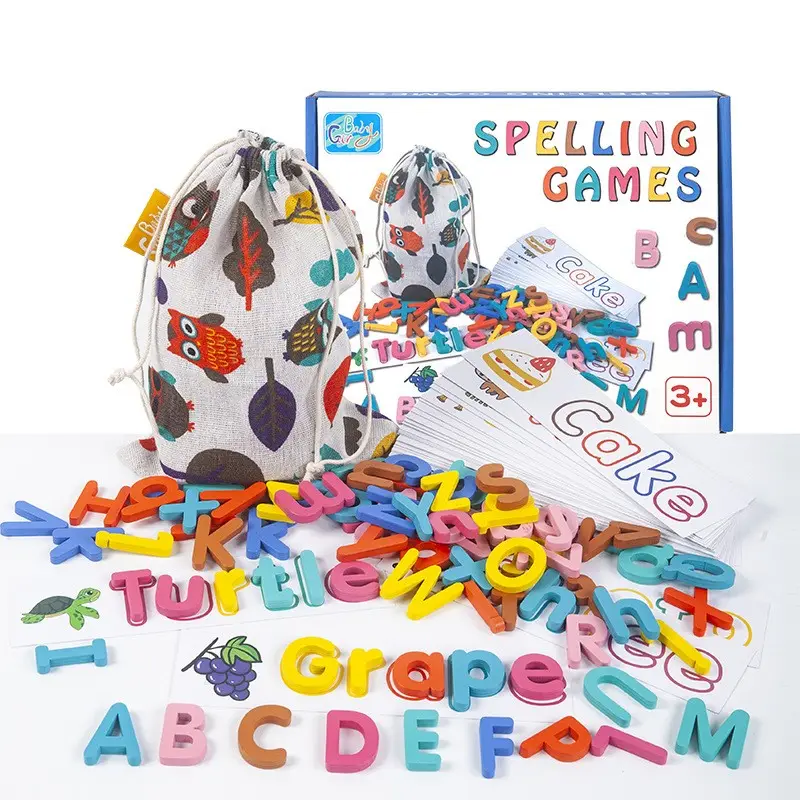 Rompecabezas cognitivo de madera para niños, juego de bloques de construcción, rompecabezas de Educación Temprana, alfabeto inglés