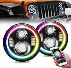 7 inç yuvarlak Led İş işık far RGB Halo mobil uygulama kontrol beyaz sarı far için Jeep yüksek düşük işın sis işık - Product Image 2