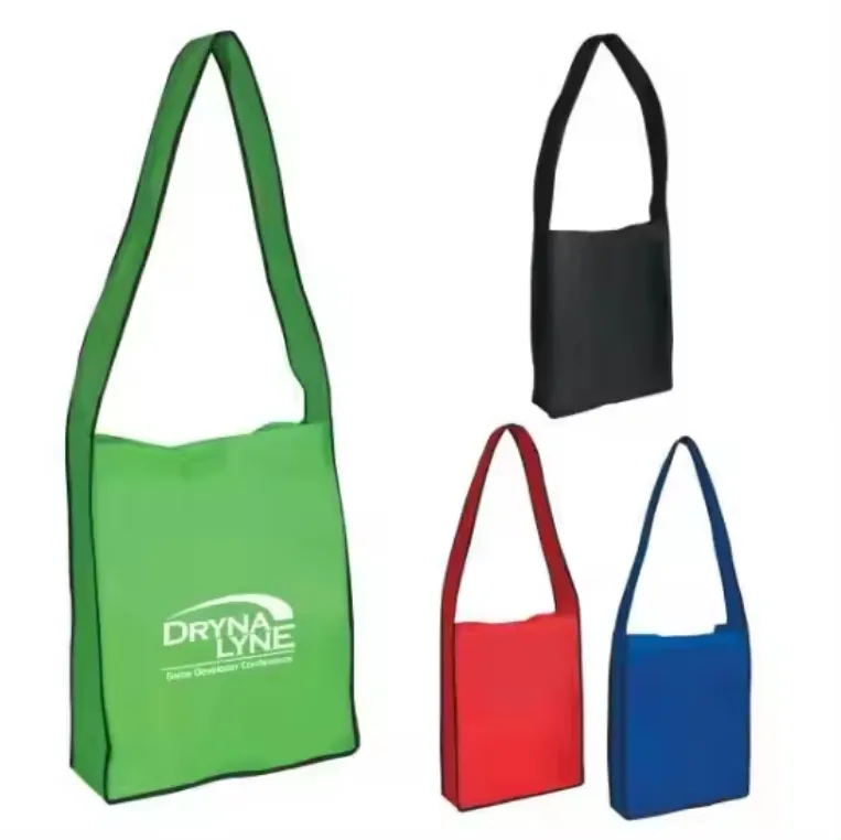 Nouveau sac à bandoulière carré diagonal personnalisé recyclé eco longue bande poignée non tissé bolsas ecologicas