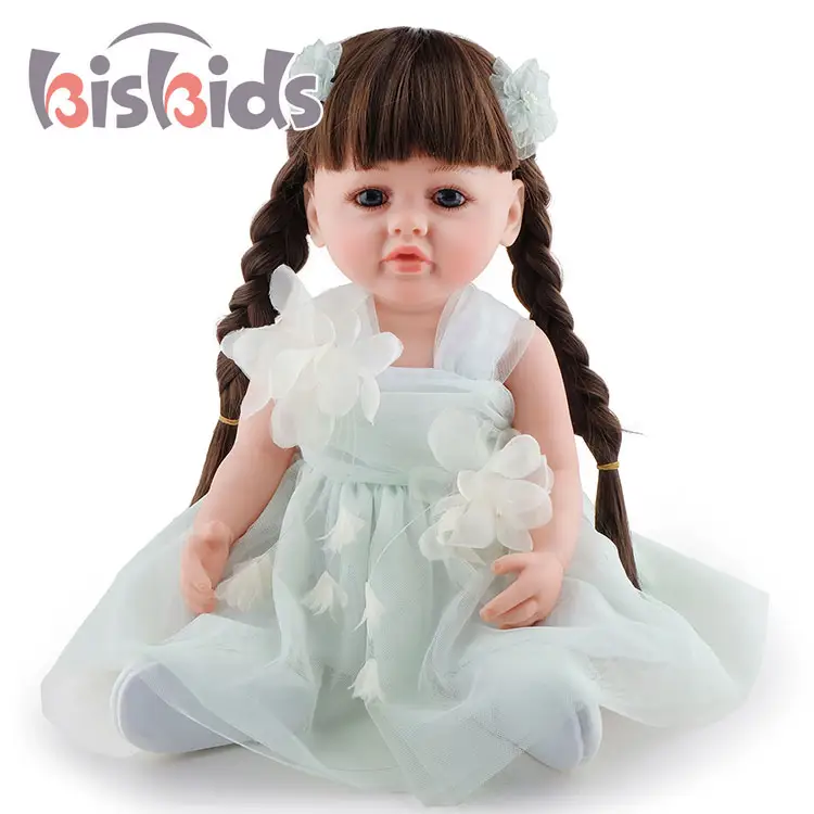 22 pouces réaliste nouveau-né Silicone vinyle pondéré corps Fiber cheveux completo De Silicone Bebe Reborn bébé à vendre