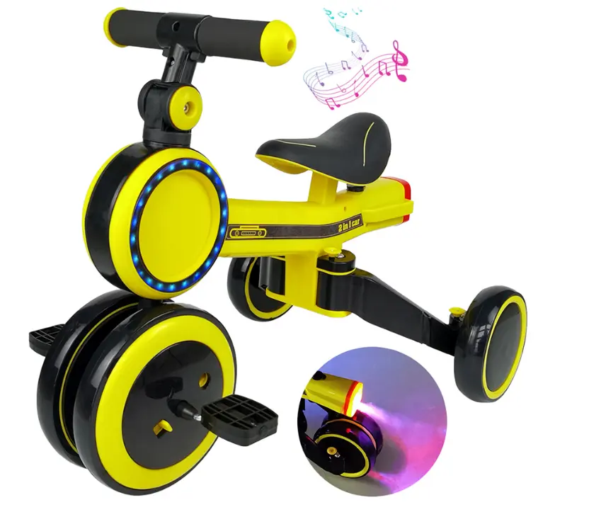 Дешевые красочные 3 в 1 для детей с откидным верхом Детский самокат высокого качества светодиодное колесо детский велосипед баланса с распылителем