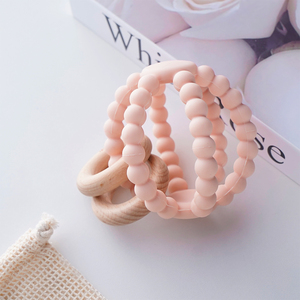 Sinh thái thân thiện với bé <span class=keywords><strong>Teether</strong></span> bằng gỗ Silicone <span class=keywords><strong>Teether</strong></span> vòng vòng - Product Image 6