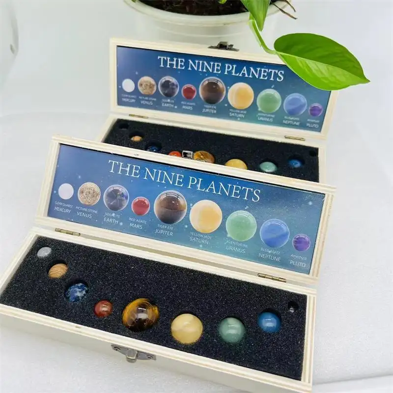 Venta al por mayor de bolas de cristal de piedras preciosas naturales de alta calidad curación nueve planetas bola de cristal para regalos