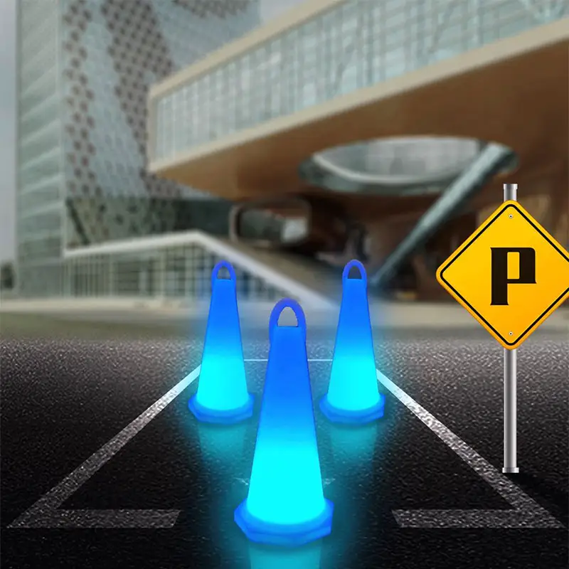 22 "alto RGB colorato Led segno cono di traffico riflettente coni di avvertimento di sicurezza stradale semaforo solare con corpo e base in PE