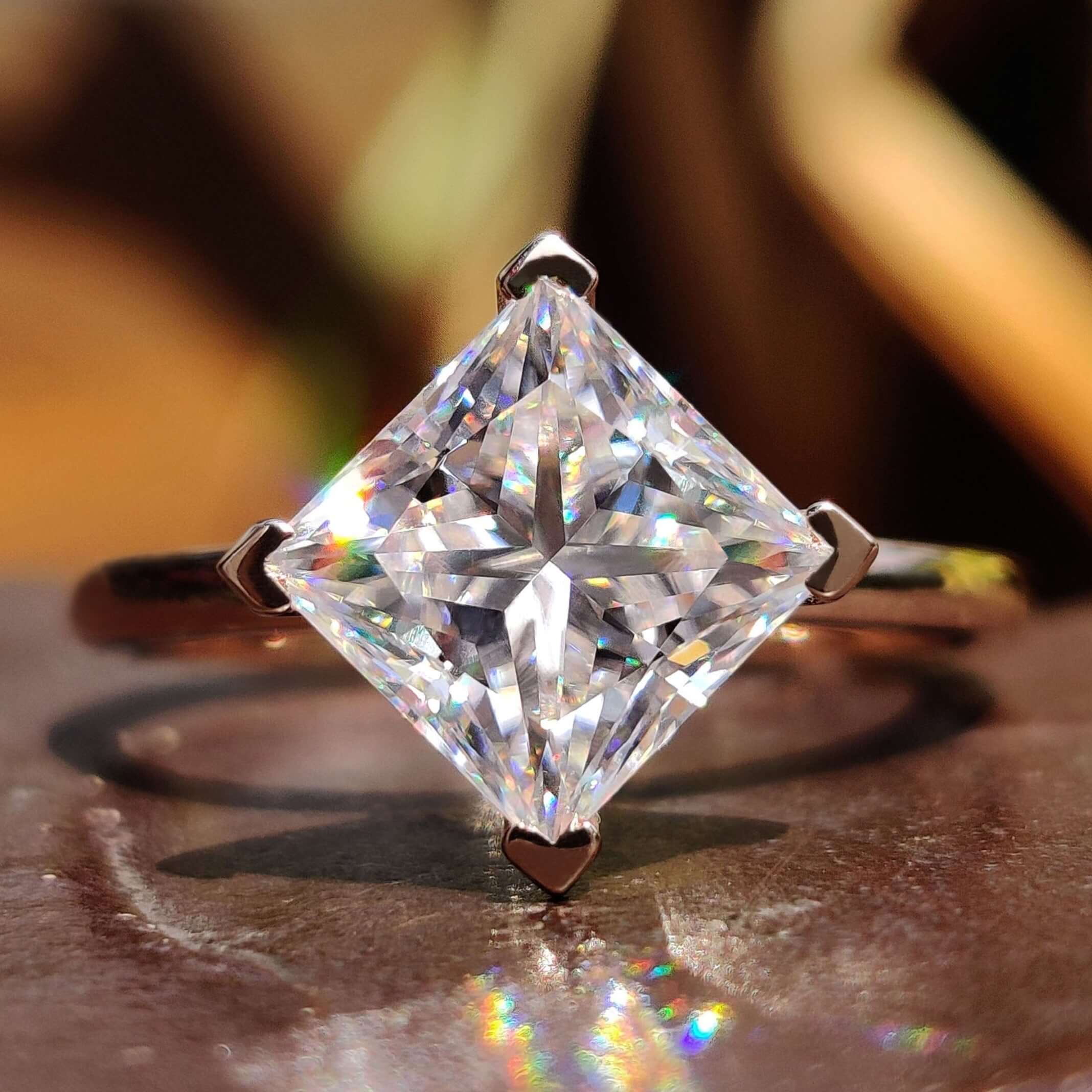 princess solitaire ring