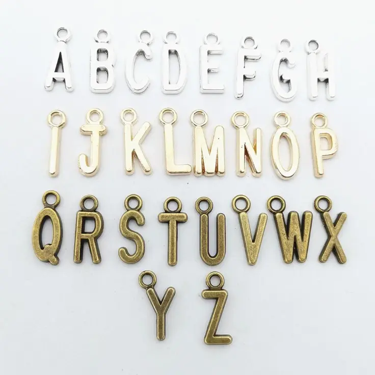 Wholesale alphabet pendant small alloy letter charms for bracelet necklace jewelry