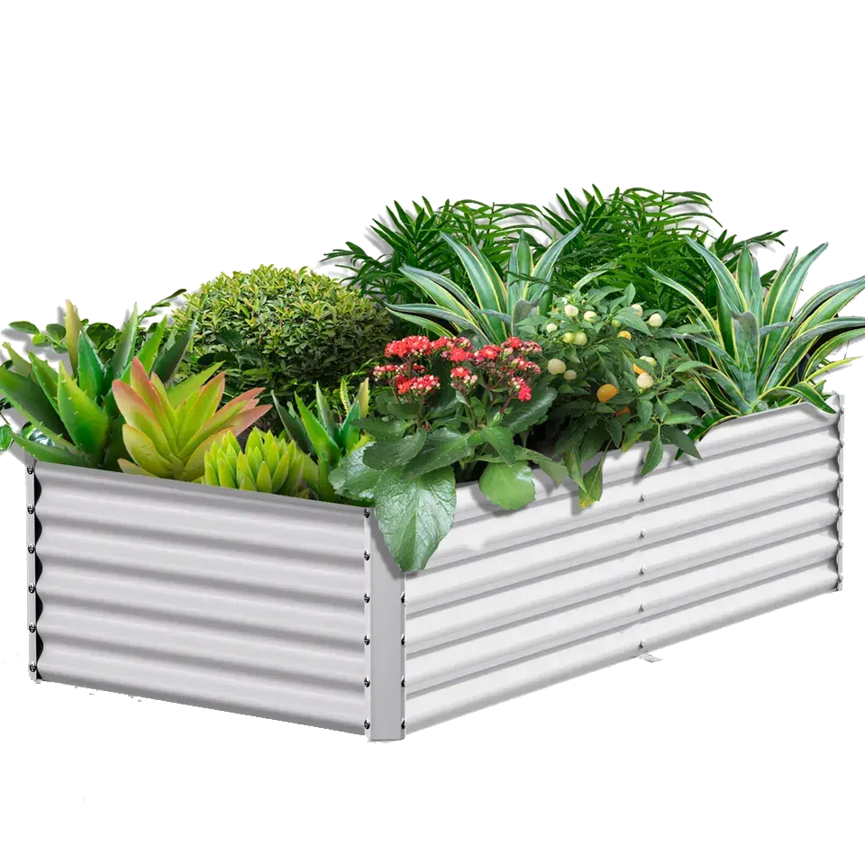 Cama de jardín elevada de Metal, caja de plantador galvanizado para verduras y flores, fabricante