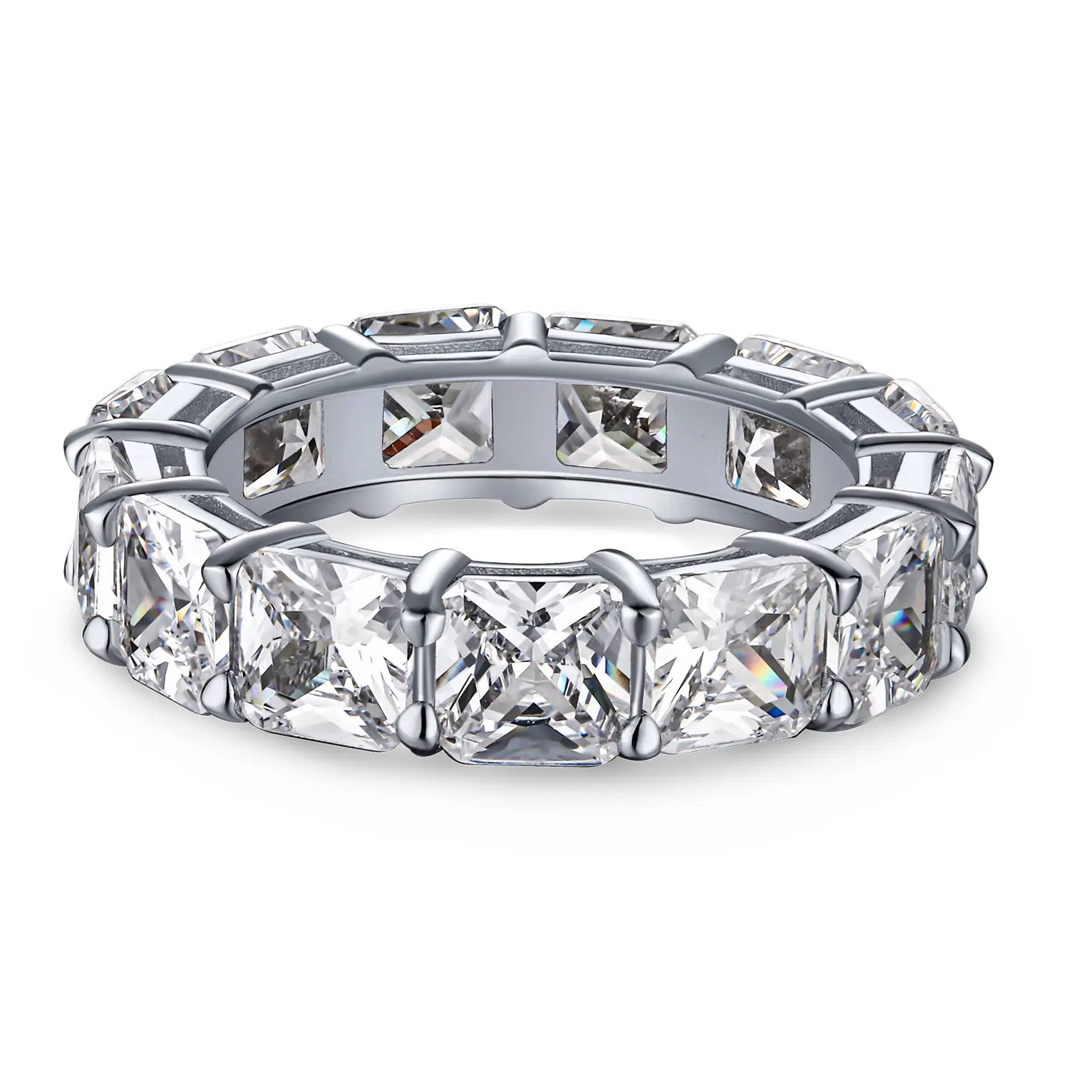 Individueller Ring Hochzeitsserie S925 Sterling-Silberring weiblich weiß Zirkone-Design-Stil Temperament Mode Handschmuck