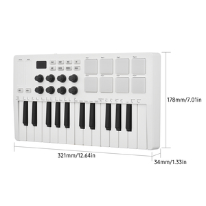 M-Vave SMK-25 Mini MIDI клавиатура, чувствительные к скорости клавиши, поддержка беспроводной связи с 8 RGB, пульт управления барабанными колодками - Product Image 3