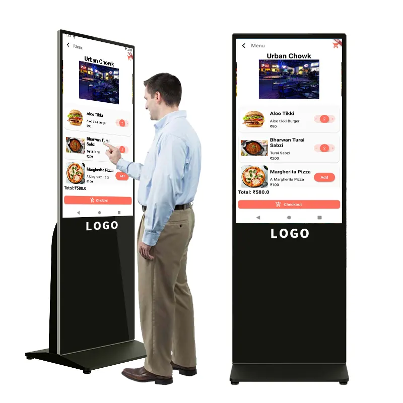 Yeni tasarım 55 inç kapalı zemin standı led reklam dikey dijital tabela medyası oyuncu