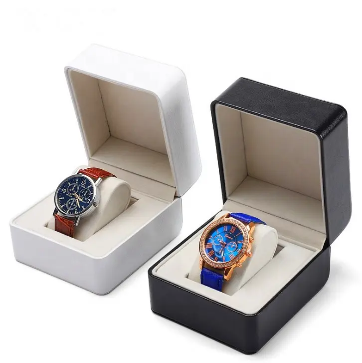 Custom Logo OEM Watch Box Modern Luxury Single PU Leather Wrist Watch Box Packaging For Gift