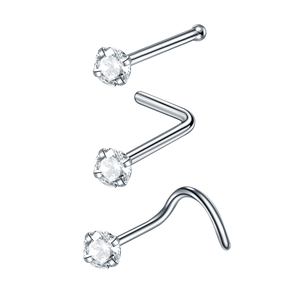 silver-Round&Clear CZ