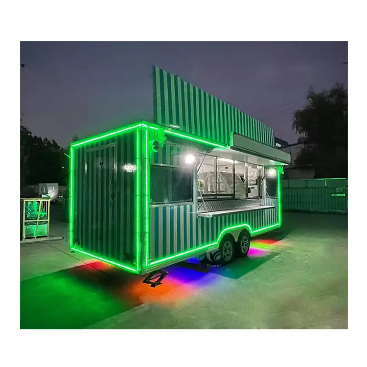 Fast Food Bar Hotel Food Trailer Crepe Cupcake Mobile Food Truck Totalmente equipado con sombrilla