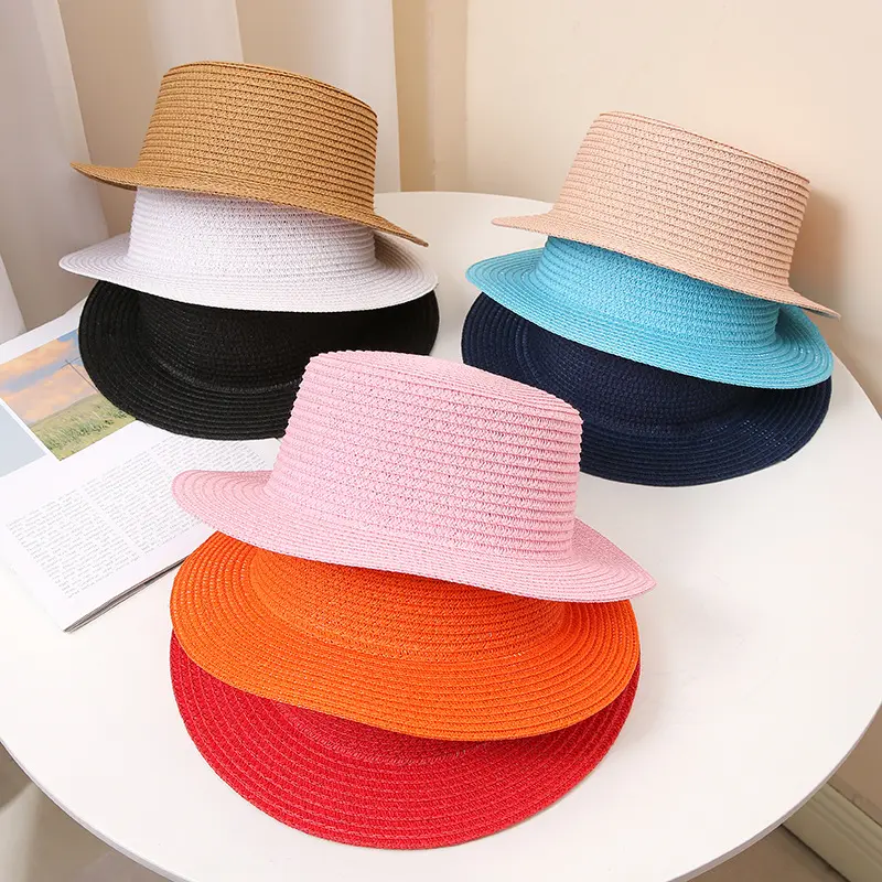 Cappelli da sole da spiaggia con Logo personalizzato stile Panama Fedora da donna cappello di paglia estivo da spiaggia