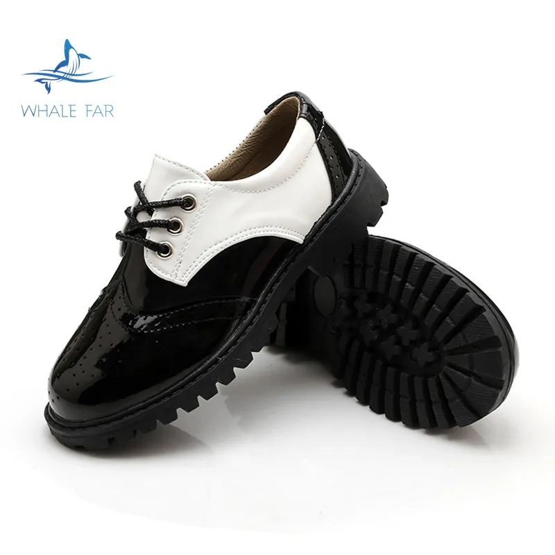 Zapatos de suela dura de cuero para niños, calzado de rendimiento de cuero negro, de viento inglés, para estudiantes, gran oferta, venta al por mayor
