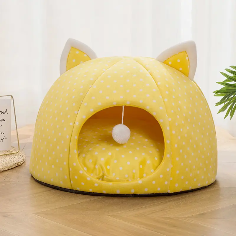 新着フリースかわいいデザイン高級ペット洞窟猫の家マットぬいぐるみペットベッド屋内