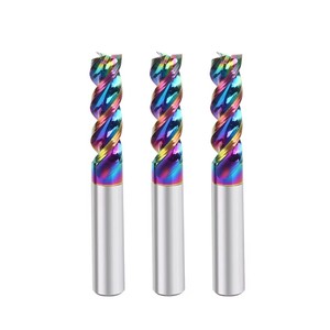 Üretim üretimi renkli karbür DLC kaplama End Mill 3 flüt CNC makinesi aracı alüminyum freze kesicisi için destek - Product Image 3