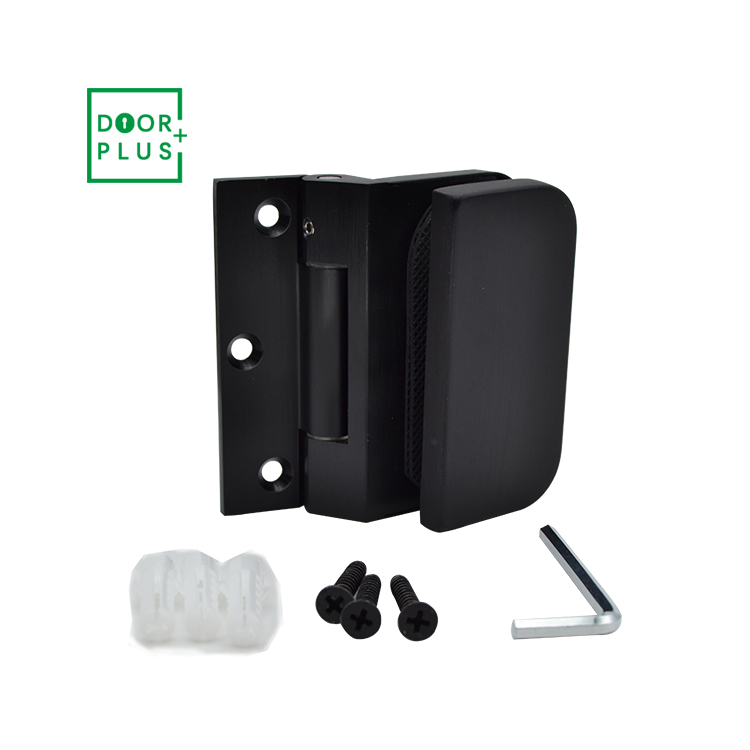 Doorplus Matte Black Aluminum Alloy Hinge Office Glass Door Clamp Glass Sliding Door Hinge Furniture Cabinet Glass Door Hinges