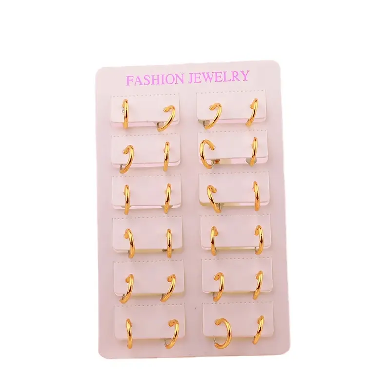 Paper card packaging a dozen 11mm multi-color spring ear clips wholesale non piercing earrings