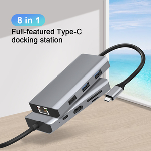 8 In 1 Multifunction Adapter Type-c to HDTV 4K with USB3.0 Ethernet PD Charging TF/SD slot <strong>audio</strong>/mic usb type c hub - Product Image 2