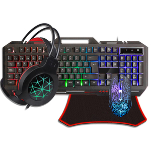 Vendita calda 4 in 1 combinazione di cuffie per tastiera e Mouse da gioco per PC Gamer Wired RGB light strip Set di tastiera meccanica retroilluminata a LED - Product Image 1