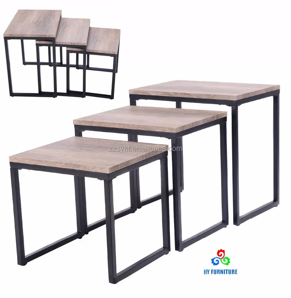 3 pcs cheap coffee table set wooden nesting coffee small end tables sets supplier