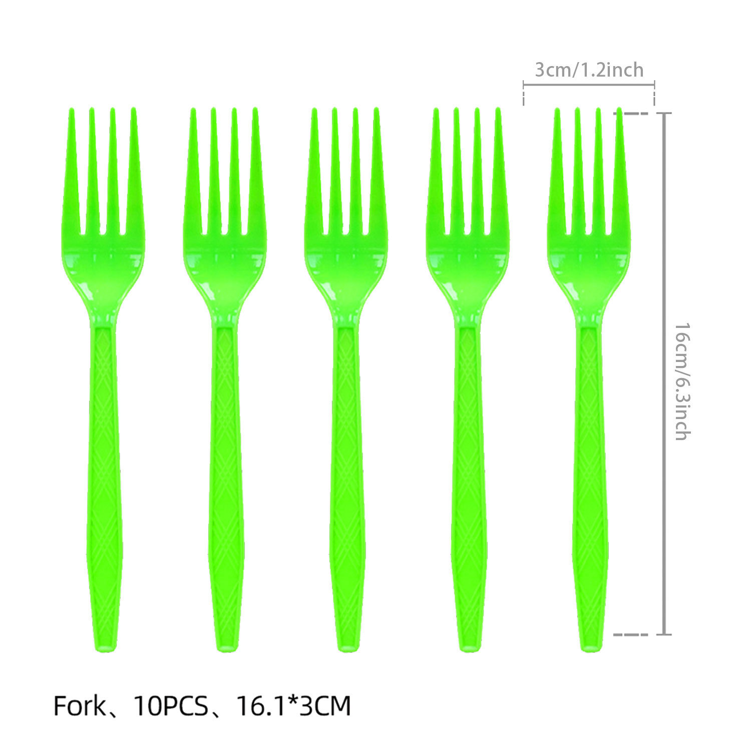 Green-10pcs plastic fork