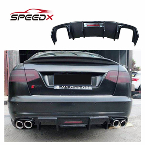 Audi A6 C6 C7 için karbon difüzör işık ile gerçek karbon Fiber A6 A6L arka S hattı difüzör - Product Image 1