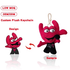 พวงกุญแจตุ๊กตาผ้ากำมะหยี่สีแดงสีชมพูพวงกุญแจแฟชั่นแบบกำหนดเอง - Product Image 1