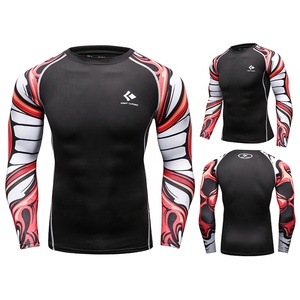 定制氯丁橡胶衬里压缩皮疹保护升华印刷柔术抓钩bjj rashguard mma - Product Image 3