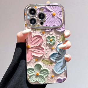 15PRO เมฆทิวลิปแบบนิ่มรวมทุกอย่างสำหรับสร้อยข้อมือ iPhone 12เคสป้องกันชุบด้วยไฟฟ้าหน้าต่างขนาดใหญ่ทนทาน TPU - Product Image 4